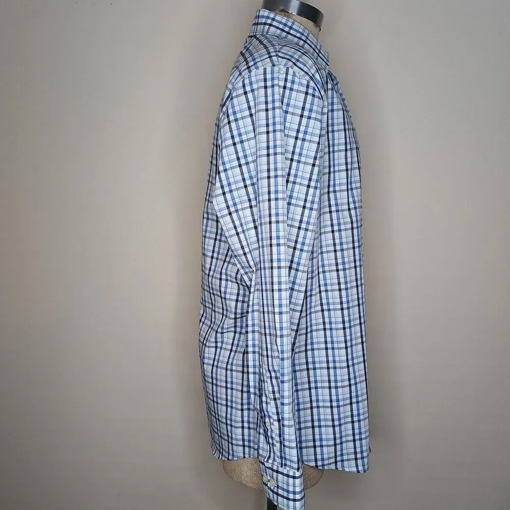 Banana Republic Dress Shirt Mens Sz XL Blue Check Button Up Slim Fit
